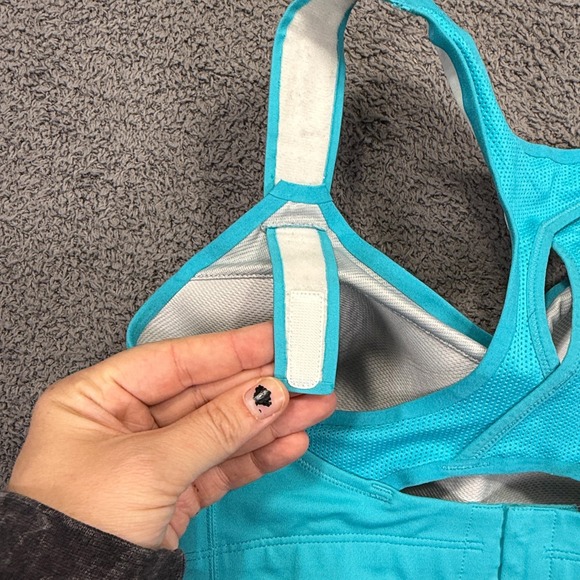 Moving Comfort Sports Bra Womens 34DD Blue Juno Racerback Adjustable Compression - Picture 4 of 6